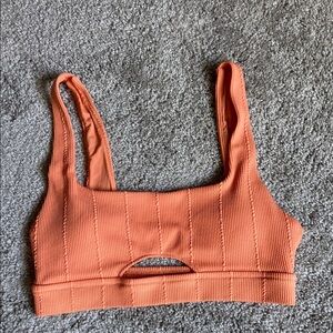 Orange Ribbed Bathing Suit Top
